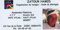 Hamid ZATOUR  101, rue de la Poste  22300 DEMNATE  tél : 04-45-67-43